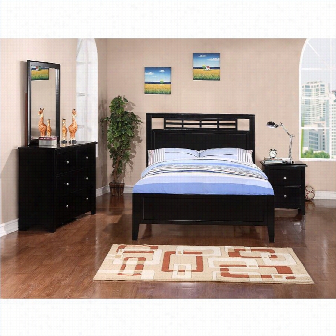 Poundex 4 Piece Youth Bedroom Set In Blac-ktwin