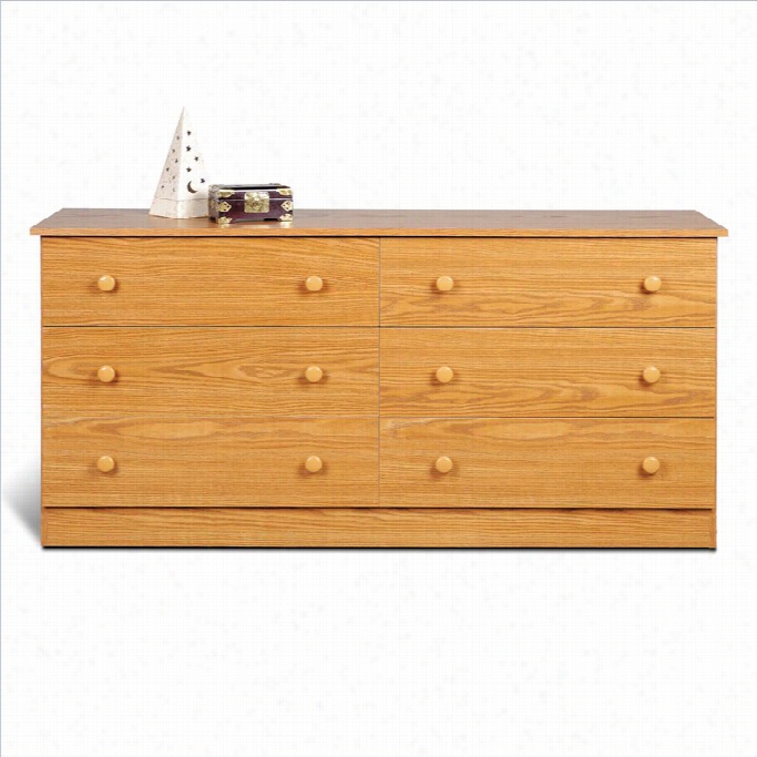 Prepac Sis Drawwer Doub1e Dresser In Oak Finish