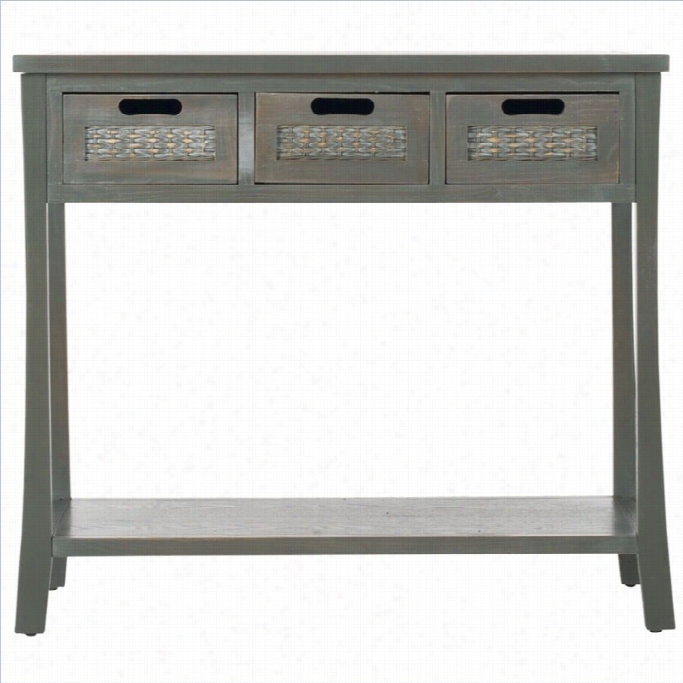 Safavieh Aautumn Elm Wood 3 Drawer Console In Blue And Grey