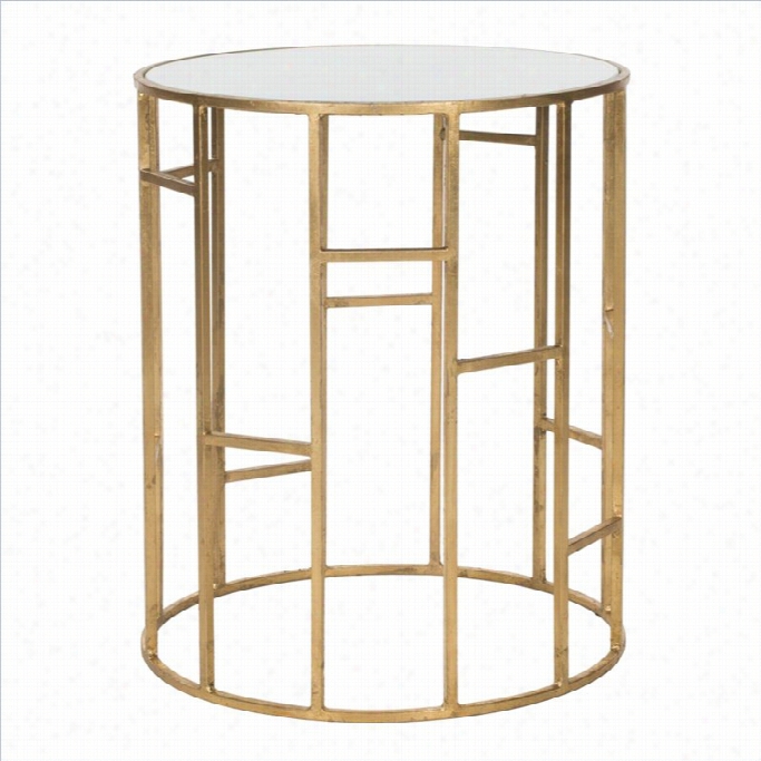 Safavieh Dooreen Iron And Glass Accent Table In Gold And White