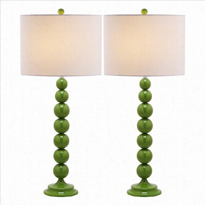 Safavieh Jenn Ametal Stacked Ball Lamp In Frrn Lawn ((set Of 2)