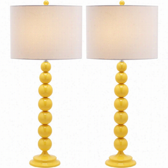 Safavieh Jenna Stacked Ball Lamp (set Of 2) In Yellow