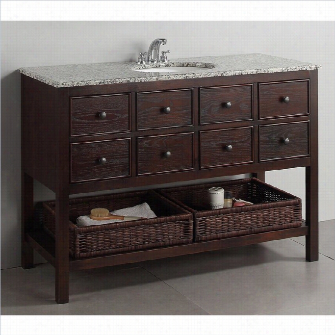 Simpli Home Burrnaby 49 Bath Vanity Wiith Granite Top In Dark Walnut