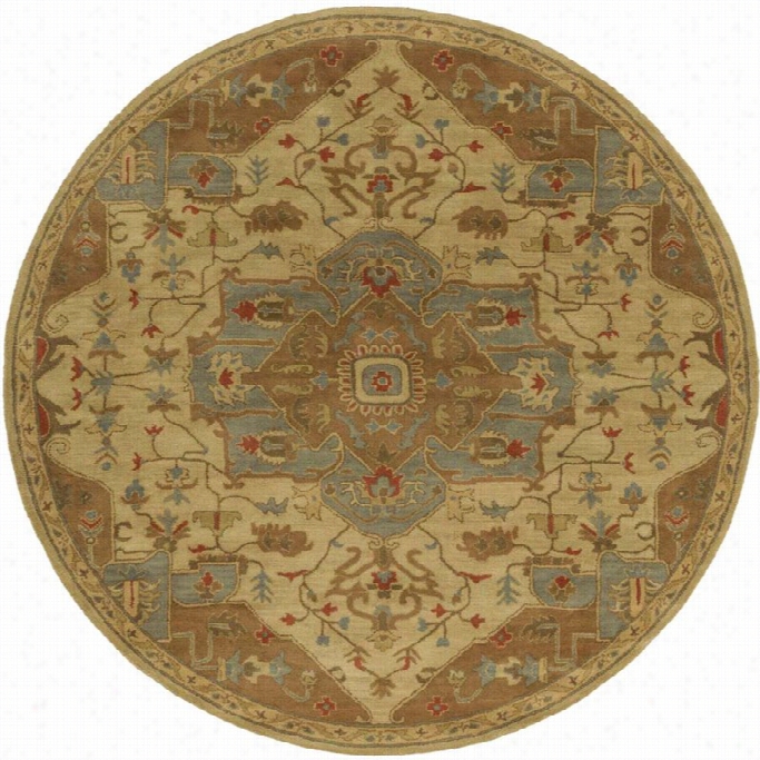 Sury A Caesar 8' X 8' Round Hand Tufted Wool Rug In Yellow