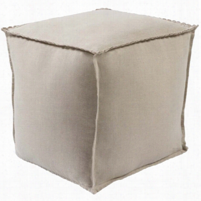 Surya Evelyn Linen Cube Pouf Ottoman In Gray