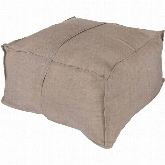 Surya Grave Linen Cube Pouf Ottoman In Gray