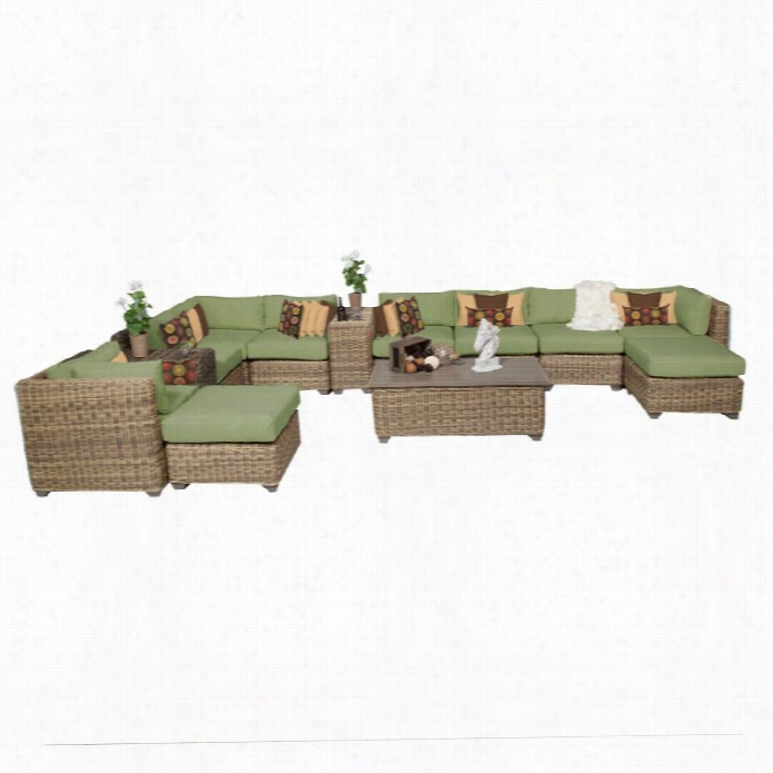 Tkc Cape Cod 13 Drama Outdoor Wiicker Sofa Set In Cilantro