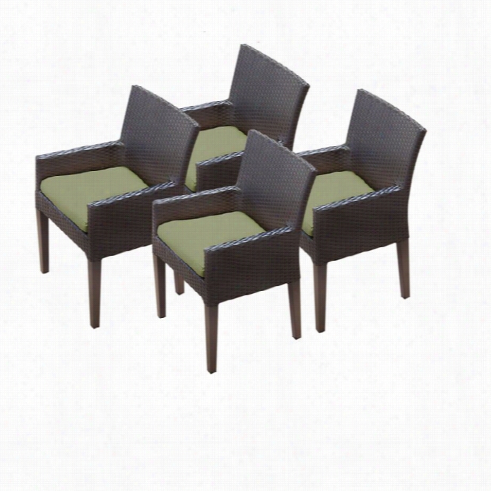 Tkcn Apa Wicker Patio Arm Dining Chairs In Cilantro (regulate Of 4)
