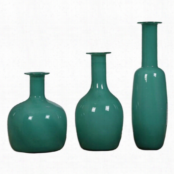 Utterm Ost Baram Turquoise Vases (set Of  3)