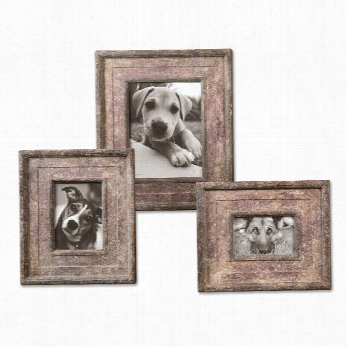 Utermostz Ana Red Distressed Photo Frames (set Of 3)