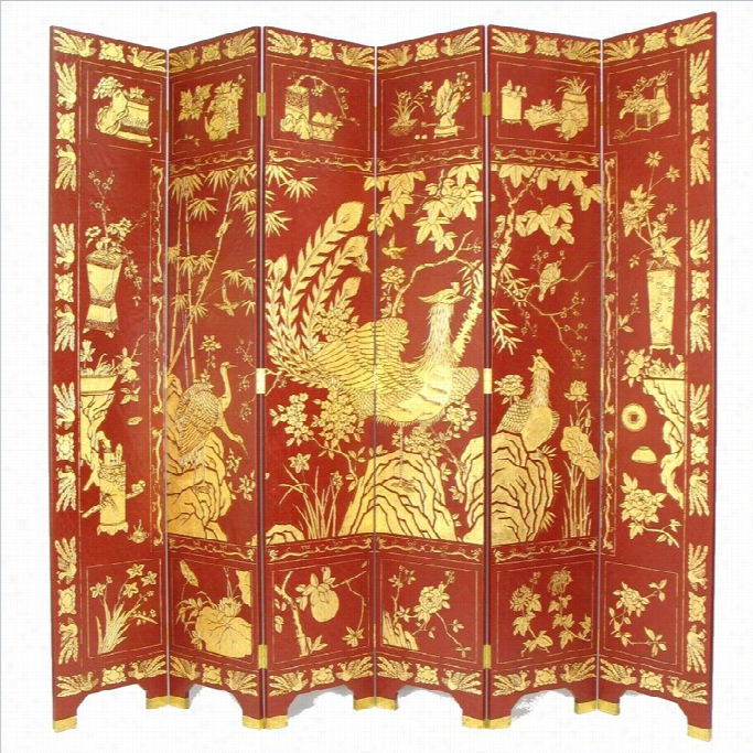 Wayborn Phoenix Room Divider I Nred  And Gold