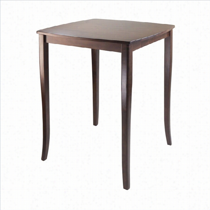 Winsome Inglewood High Dining  Table With Curved Top In Antique Walnut Finish