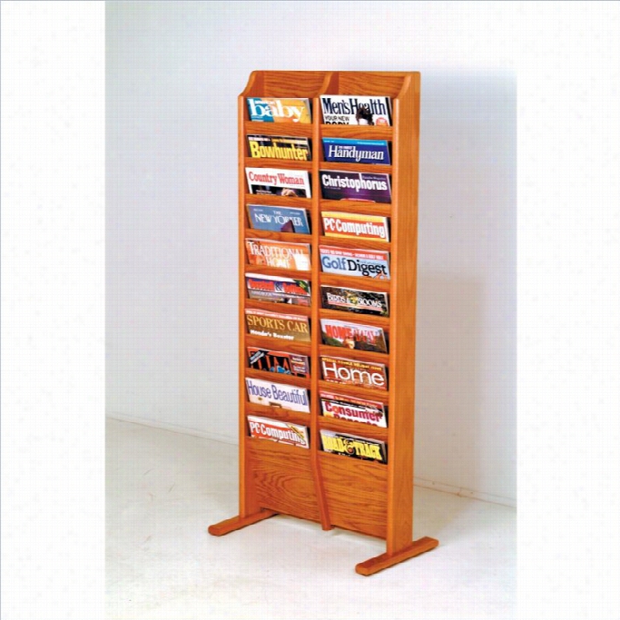 Woode Nmallet 20 Pocket Magazine Rack In Medium Oak