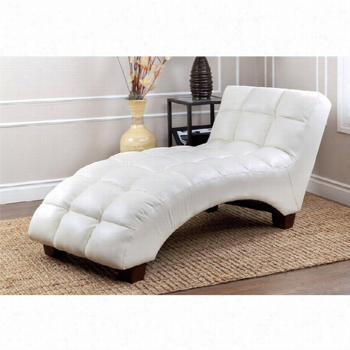 Abbby Son Living  Cwdentufted Faux Leather Chaise Lounge In Ivory
