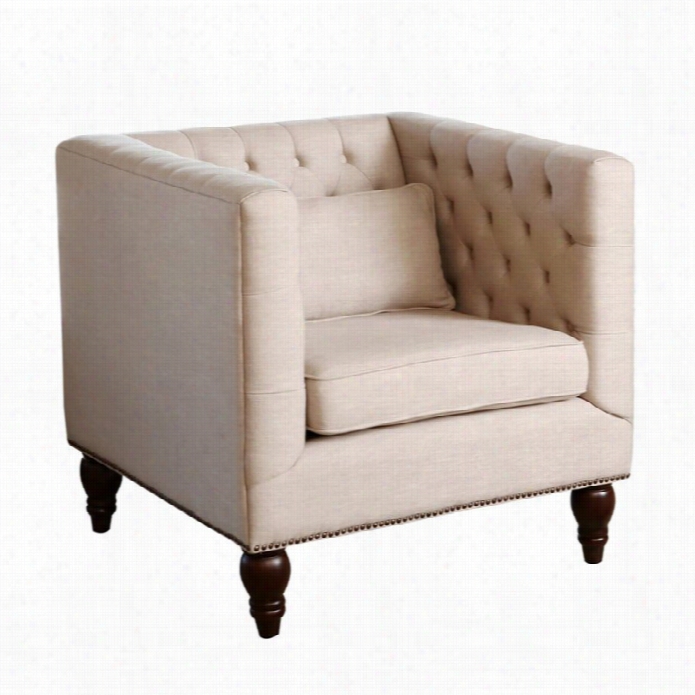 Abbyson Living Montclair Linen Tufted Accent Chair In Beige