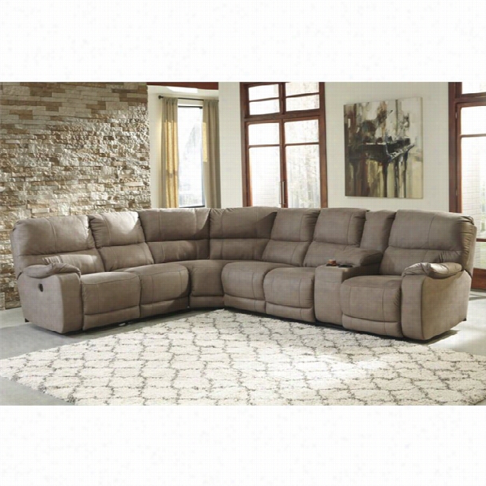 Ashley Bohannon 4 Piece Fabri C Right Power Solace Sectional In Taupe