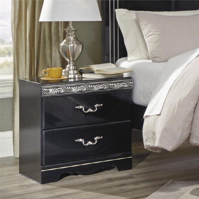 Ashley Constelaltions 2 Drawer Wood Nightstand In Black