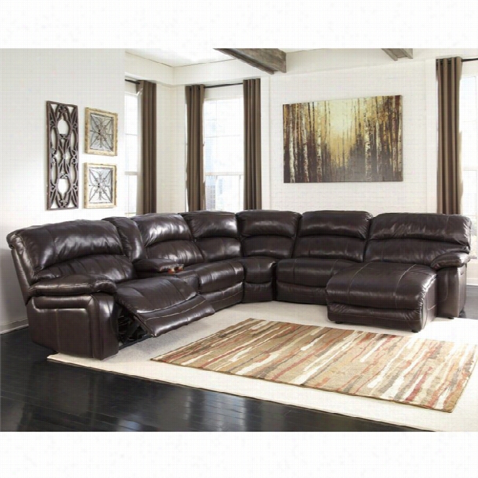 Ashley Furniture Damacio Le Ther Console  Reclining Sectional In Brown