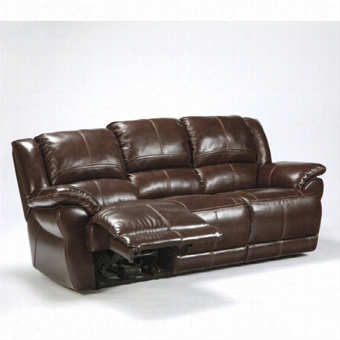 Ashley Furnituer Lenoris Leather Reclining Sofa In Coffee