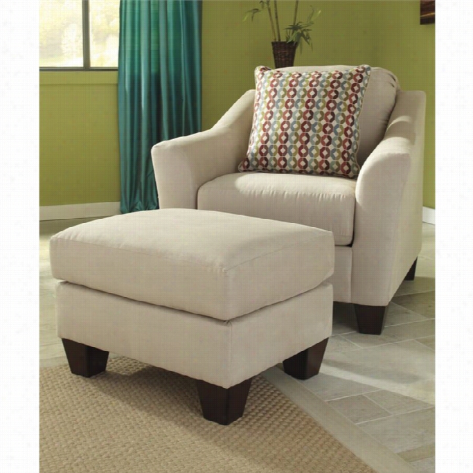 Ashley Hannin Fabric Chair And Ottoman In Stone