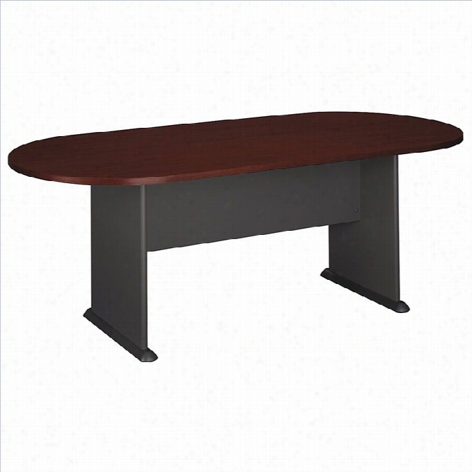 Bushb Bf Racetrakc 6.9 Conference Table With Slime Base In Mahogany And Graphite Gray