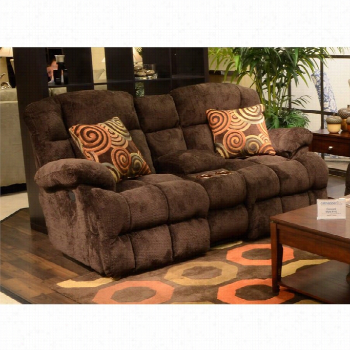 Catnapper Concord Lay Even Reclining Console Loveseat In Mahogany