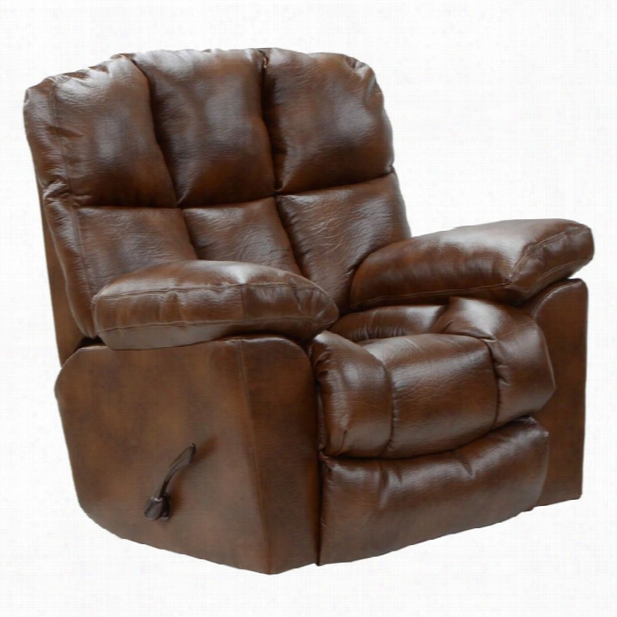 Catnapper Griffey Leather Power Lay Flat Recliner In Tobacco