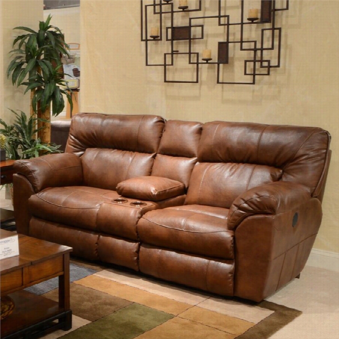 Catnapper Nolan Leather Power Reclining Loveseat I N Chhestnut