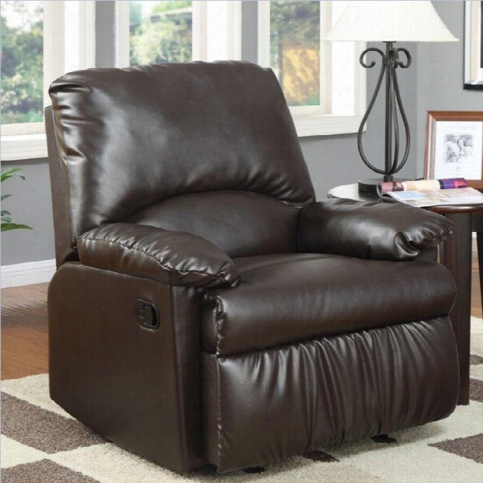 Coaster Split Back Faux Lether Glider Recliner Chair In Dark Brown