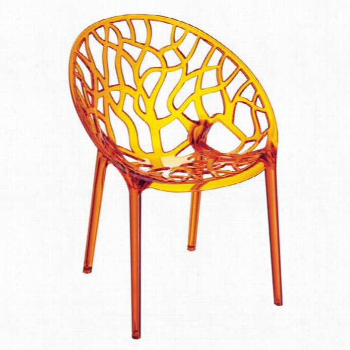Compamia Crystal Polycarbonatw Modern Dining Chair In Transparent Orange