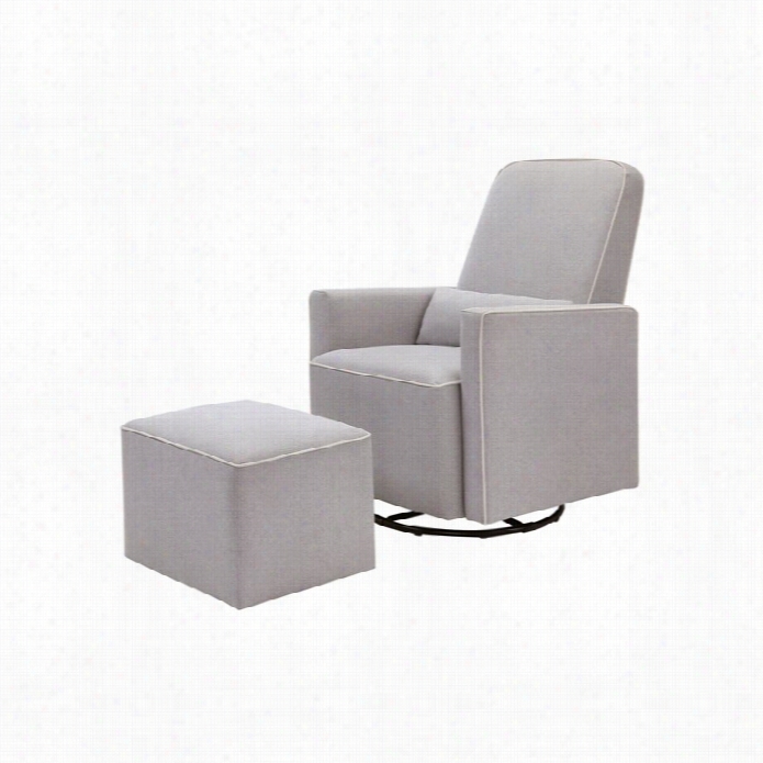 Davinci Olive Swivel  Glide And Ottoman In Gray