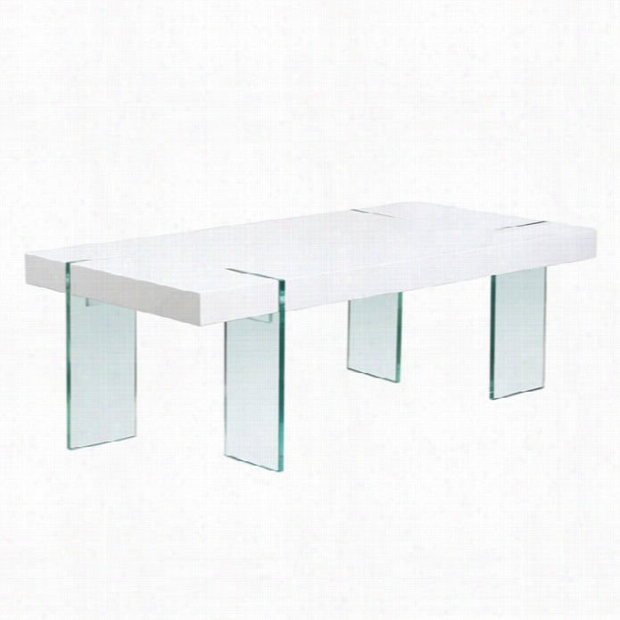 Diamond Couch 47 Coffee Table With Glass Legs In White Lacquer