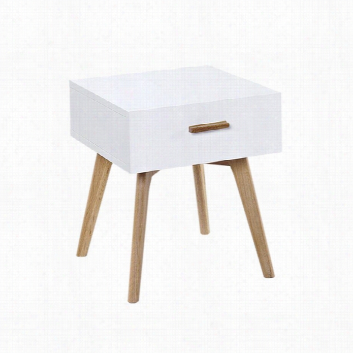 Diamond Sofa Perch 1 Drawer End Table  In White An Oak