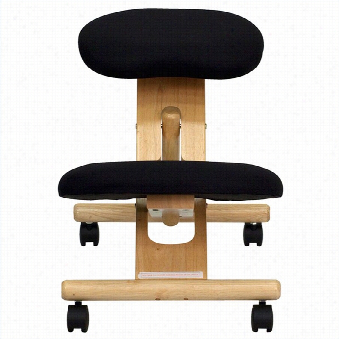 Flash Furniture Changeable Wooden Ergonomic Kneeling Company Chair In  Black Fabric