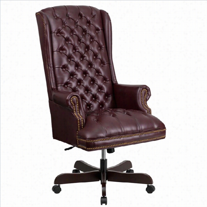 Flash Furbiture Traditional Upholstered Executive Office Chair In Burtundy