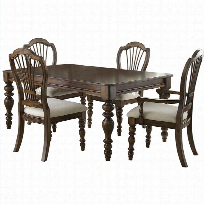 Hilllsdale Pine Island 5 Pc Dining Set With Wheaat Back Side Chairs