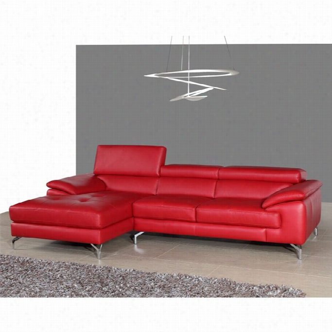 J&m Furniture A973b Leather Left Mini Sectional In Red