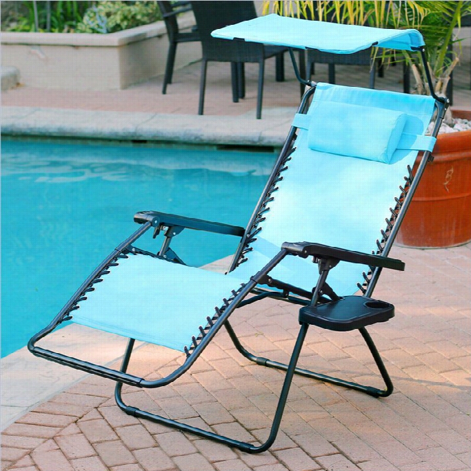 Jeco Overssized Zero Gravity Chir With Sunshsde And Drinm Tray In Pacific Blue (set Of 2 Chairs)