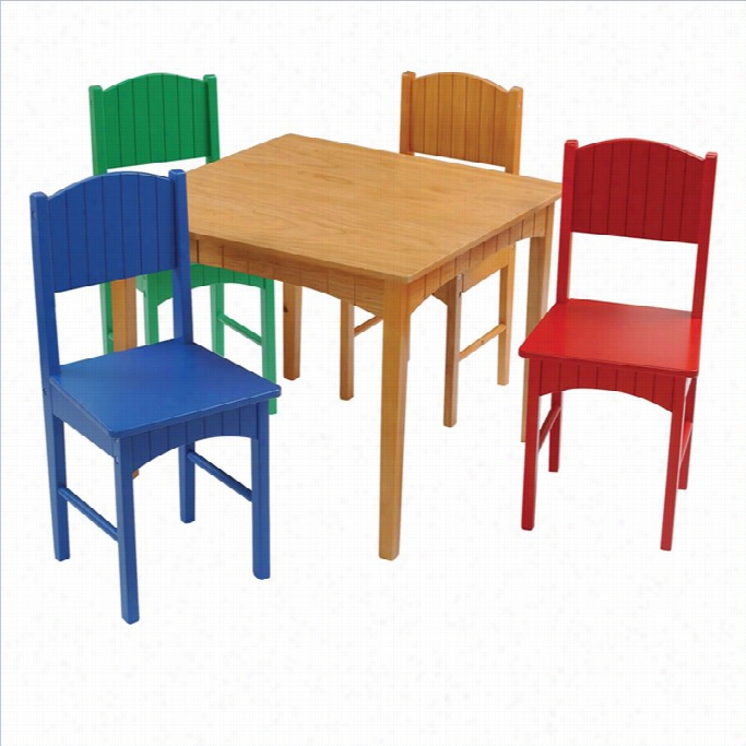 Kidkrat Nantucke Table And 4 Chair Set In Primary