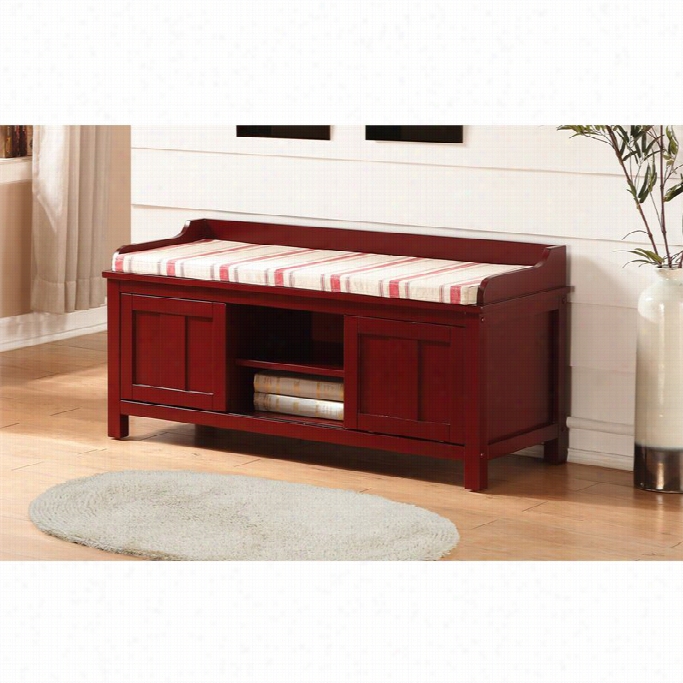 Linon Lakeville Entryway Storage Bench In Red