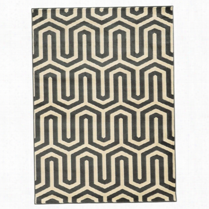 Linon Roma 5'3 X 7' Tangent Rug In Charcoal And Grey