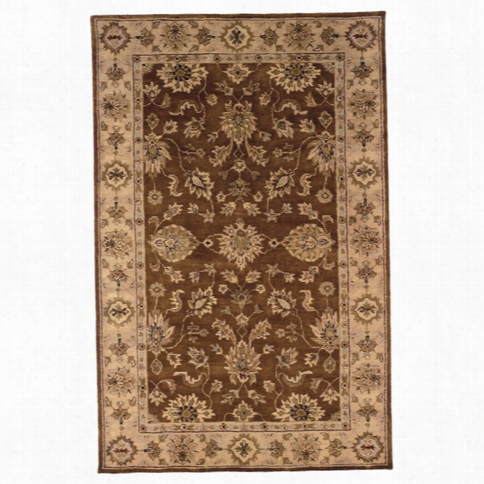 Linon Rosedown 4' X 6' Hand Tufted Wool Rug In Brown And Gold