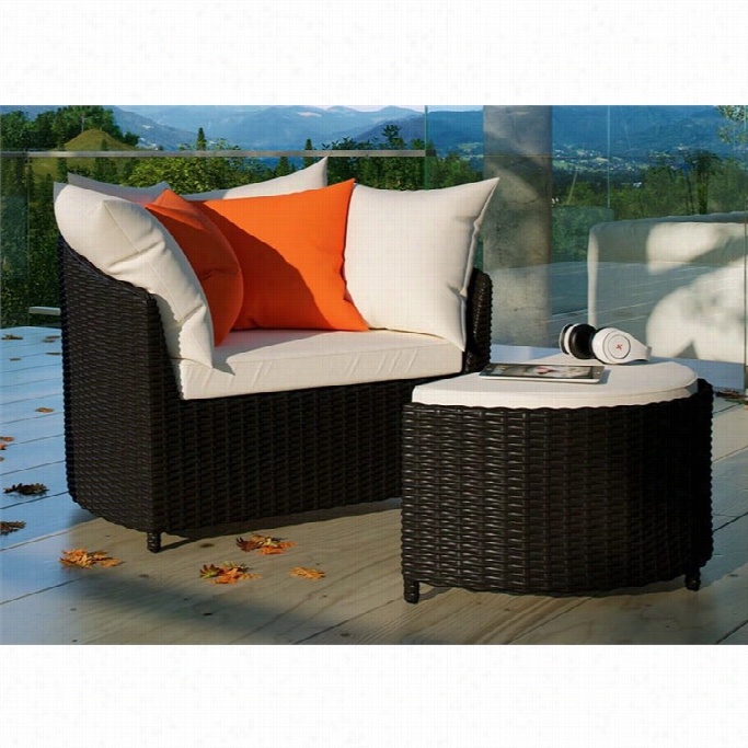 Modway Robin Outdoor Chair With Ottoman In Espresso And White