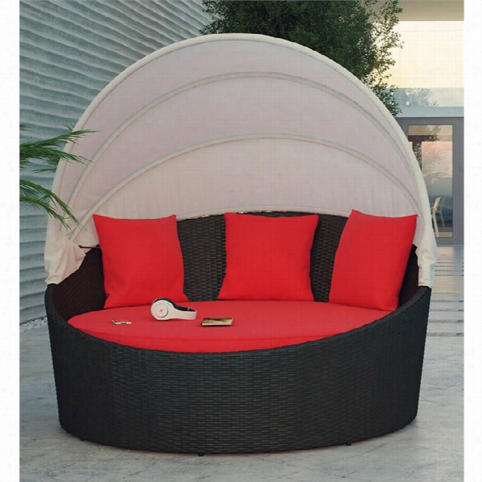 Modway Siesta Canopy Patio Daybed In Espresso And Red