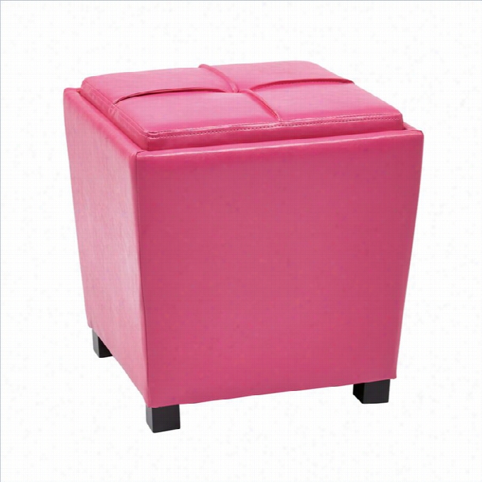 Office Sta Rmetro 2 Piece Vinyl Ottoman Set In  Pink