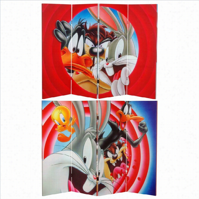 Oriental  Doubl Esided Looney Tunes Canvas Room Divider