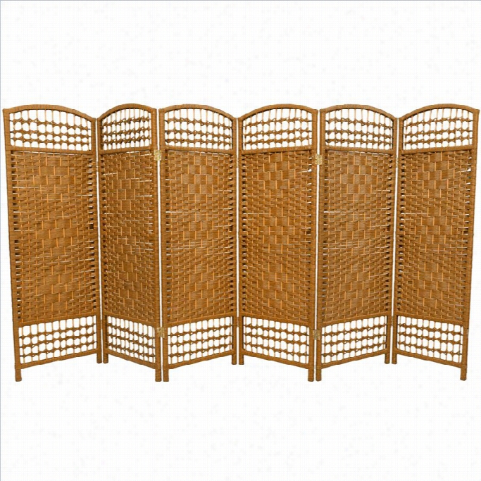 Oriental Fiber Weawe Room Divider Witth 6 Panel Inlight Beige