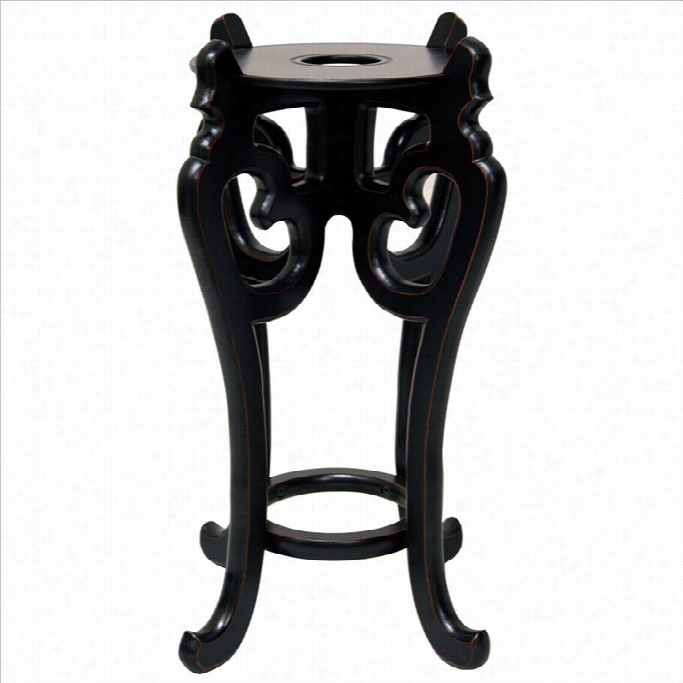 Oriental Furniture 22 High  Fishbowlstand With Antiqued Black  Lacquer Accens In Rosewood
