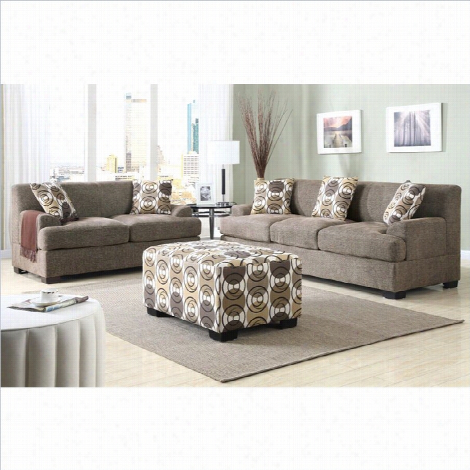 Poindex Benford Faux Linen Sofa And Loveseat  Set In Slate