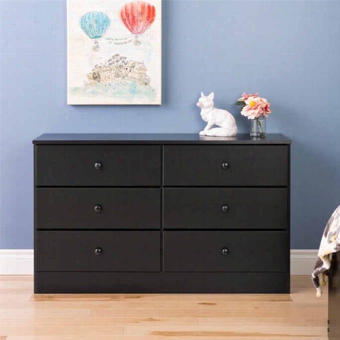 Prepac Astrid 6 Drawer Resser In Black